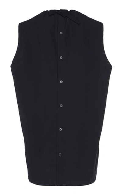 Shop Marni Drawstring Neck Cotton Shirt In Black