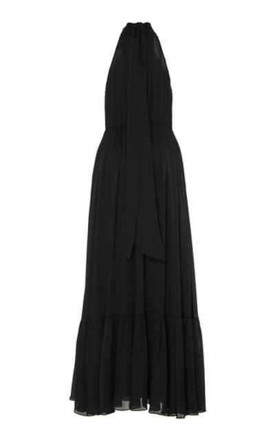 Shop Zimmermann Ruffled Haltertop Silk Maxi Dress In Black