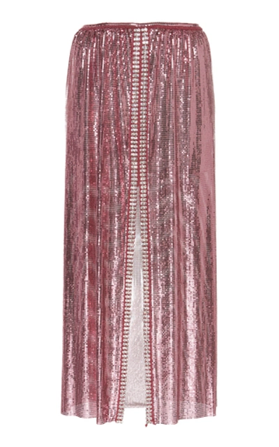 Shop Paco Rabanne Crystal-embellished Chainmail Midi Skirt In Pink