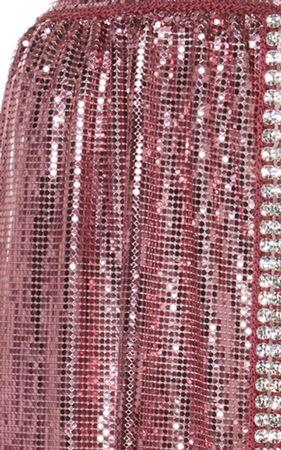 Shop Rabanne Crystal-embellished Chainmail Midi Skirt In Pink