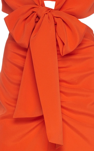 Shop Silvia Tcherassi Cartagena Tie-detailed Cutout Silk Midi Dress In Red