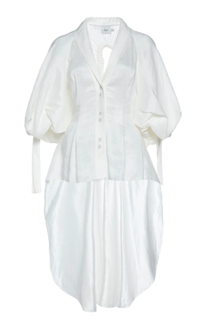 Shop Aje Allégro Linen And Silk-blend Top In White