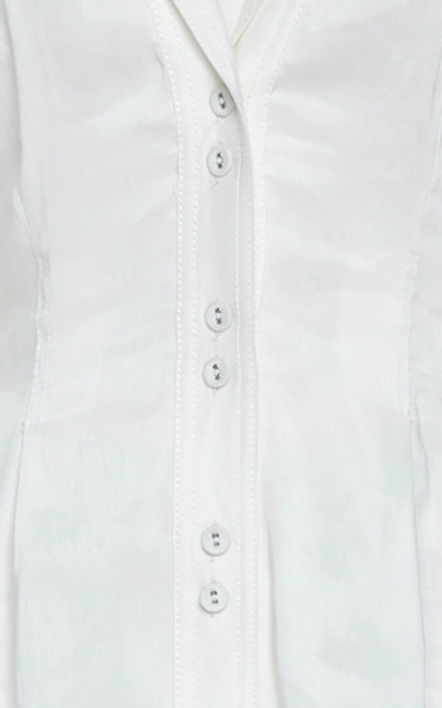 Shop Aje Allégro Linen And Silk-blend Top In White