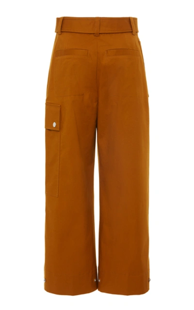 Shop Proenza Schouler White Label Cotton Belted Cargo Pants In Brown