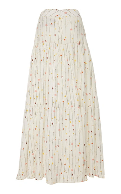 Shop Agua By Agua Bendita Anis Enredadera Linen Maxi Skirt In White