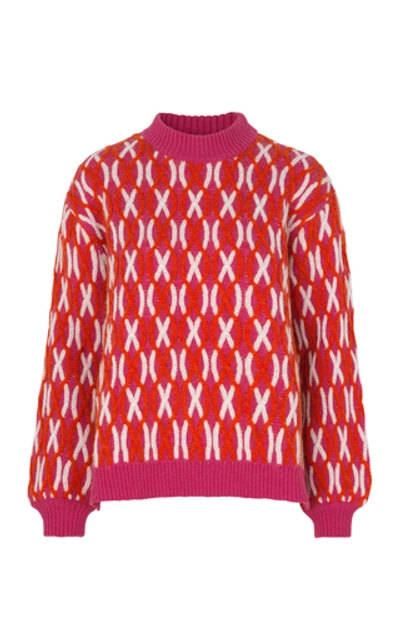 Shop Stine Goya Anders Cross Knit Sweater In Pink