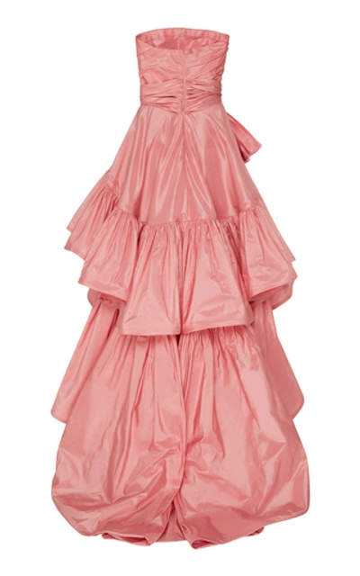 Shop Oscar De La Renta Ruffled Silk Gown In Pink