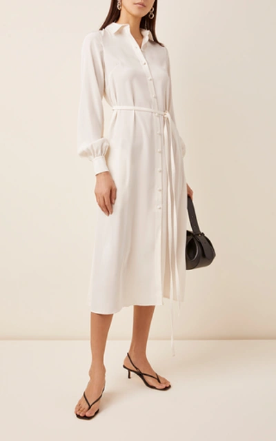 Shop Co Japanese Stretch Crepe Belted Shirt Dress In White