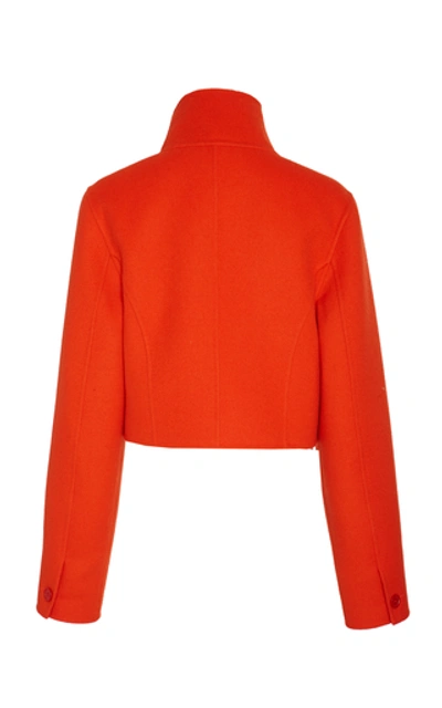 Shop Ralph Lauren Jamie Funnel-neck Cropped Wool Jacket In Orange