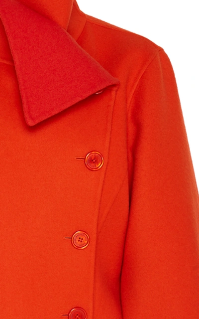 Shop Ralph Lauren Jamie Funnel-neck Cropped Wool Jacket In Orange