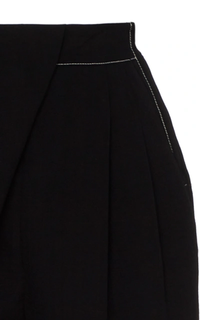 Shop Proenza Schouler Contrast-stitched Draped High-rise Trousers In Black