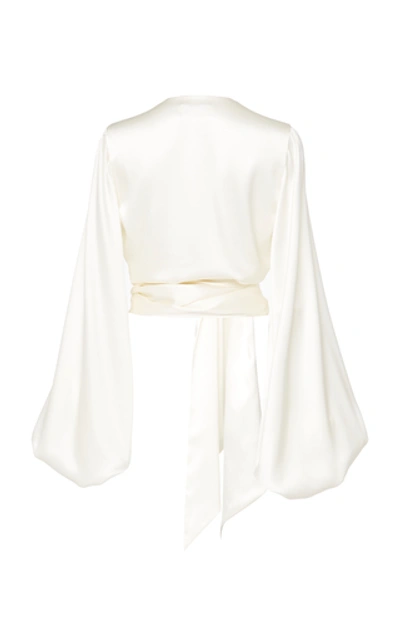 Shop Alexandre Vauthier Tie-detailed Silk-blend Satin Blouse In White