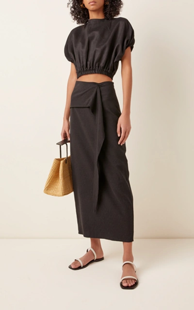 Shop Atoir Every Moment Draped Cady Skirt In Black