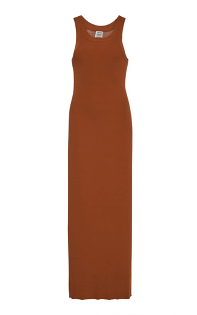 Shop Totême Espera Ribbed-knit Dress In Brown