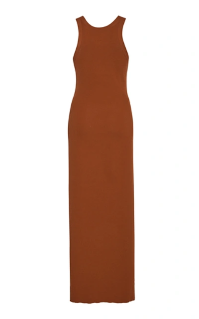 Shop Totême Espera Ribbed-knit Dress In Brown