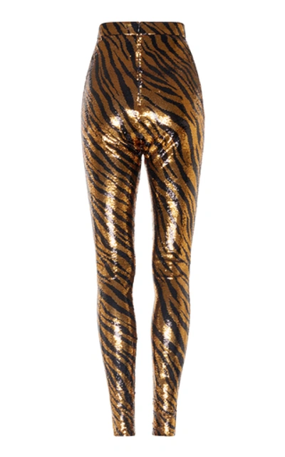 Shop Balenciaga Women's Sequined Zebra-print Leggings In Animal