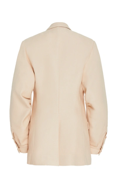 Shop Brandon Maxwell Double-breasted Wool And Silk Blazer Jacket In White