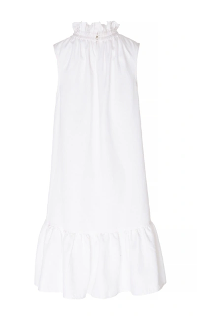 Shop Ephemera Ruffled Linen Mini Dress In White