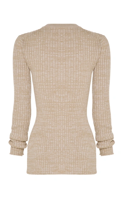 Shop Anna Quan Mika Ribbed Cotton Top In Neutral