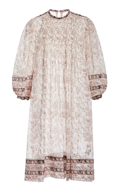 Shop Isabel Marant Étoile Vanille Pintucked Floral Cotton Midi Dress