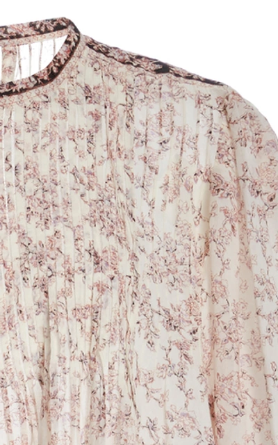 Shop Isabel Marant Étoile Vanille Pintucked Floral Cotton Midi Dress