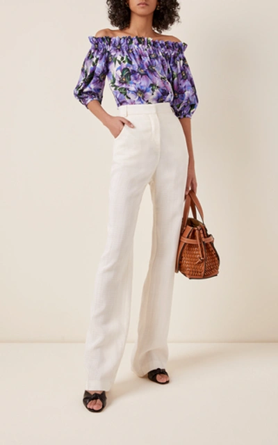 Shop Dolce & Gabbana Off-the-shoulder Floral-print Cotton Top
