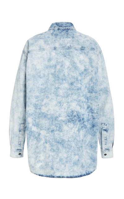 Shop Isabel Marant Étoile Lynton Distressed Cotton Top In Blue