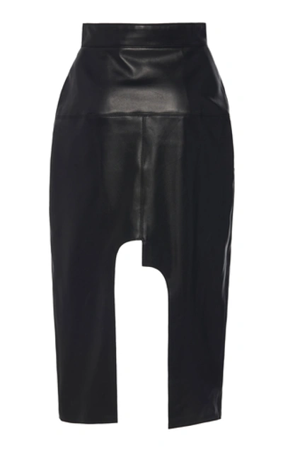 Shop Boyarovskaya Cut-out Leather Skirt In Black