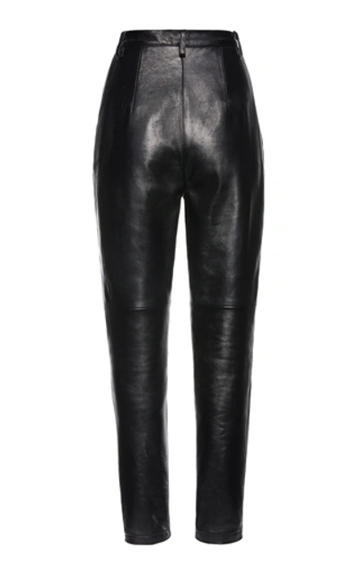Shop Magda Butrym Wembley Pleated Leather Pants In Black
