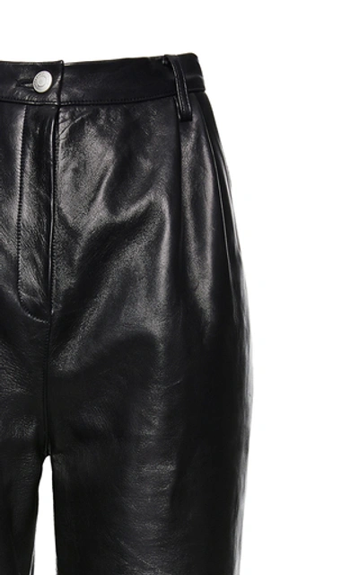 Shop Magda Butrym Wembley Pleated Leather Pants In Black