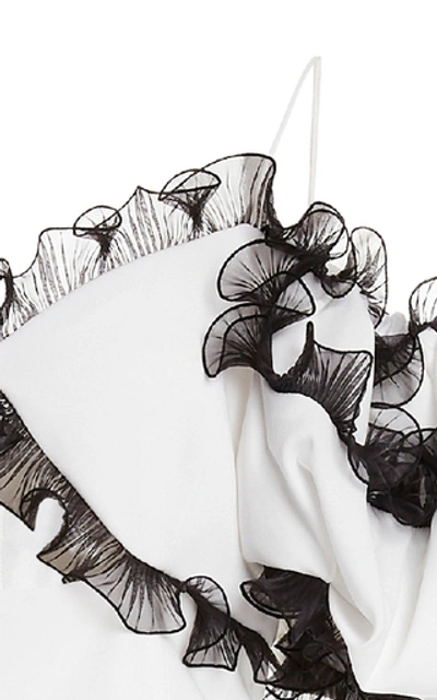 Shop Givenchy Cold-shoulder Tulle-trimmed Crepe Dress In White