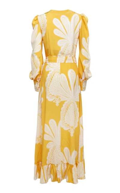 Shop La Doublej Super Smokin' Hot Printed Silk Maxi Dress In Yellow