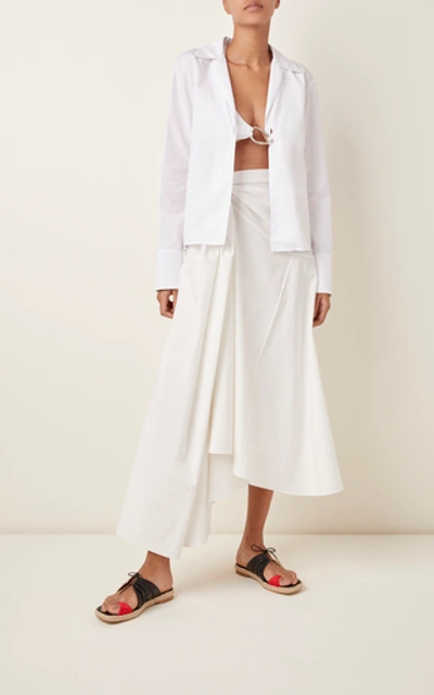 Shop Rosie Assoulin Gwyneth Cotton-poplin Top In White