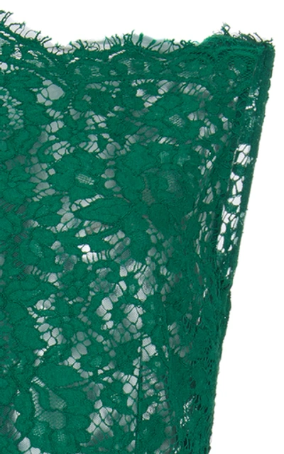 Shop Dolce & Gabbana Sleeveless Lace Midi Dress In Green