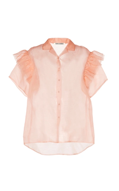 Shop Anais Jourden Ruffled Silk Organza Top In Pink