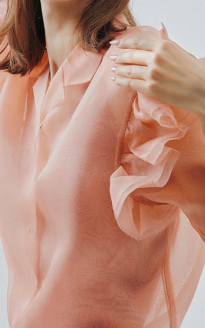 Shop Anais Jourden Ruffled Silk Organza Top In Pink