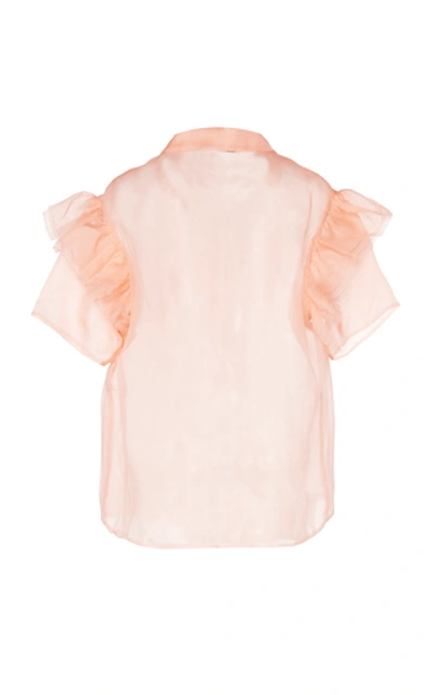 Shop Anais Jourden Ruffled Silk Organza Top In Pink