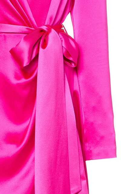 Shop Brandon Maxwell Tie-front Silk-satin Wrap Gown In Pink