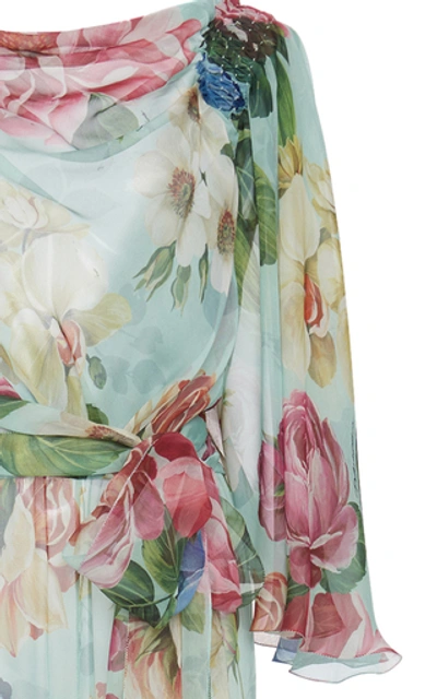 Shop Dolce & Gabbana Floral-print Ruffled Silk Maxi Dress