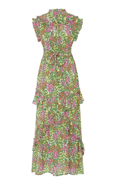 Shop Banjanan Donna Floral-print Silk Dress In Purple