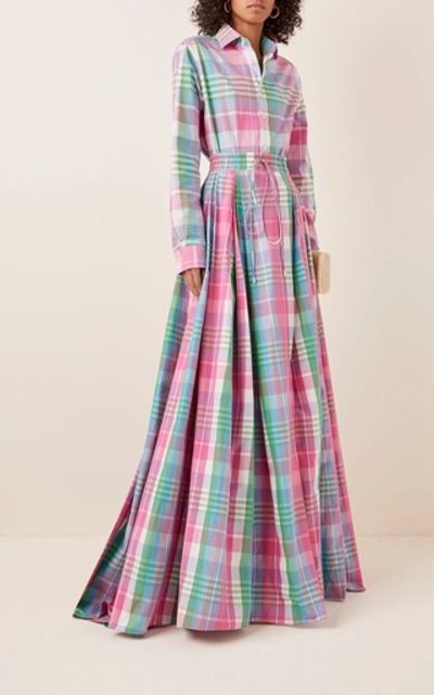 Shop Ralph Lauren Kimberley Plaid Cotton And Silk-blend Maxi Skirt