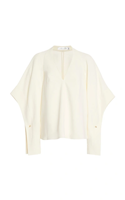 Shop Victoria Beckham Draped Cady Blouse In Ivory