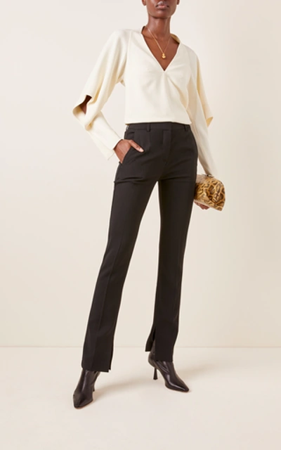 Shop Victoria Beckham Draped Cady Blouse In Ivory