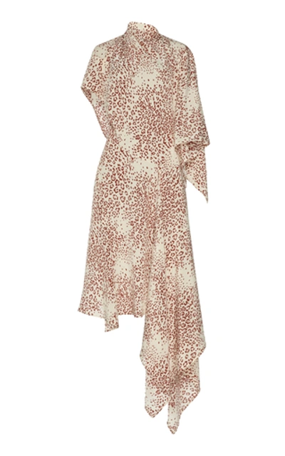 Shop Petar Petrov Adora Cape-effect Asymmetric Silk-chiffon Dress In Print