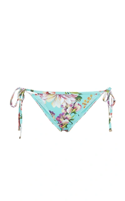 Shop Dolce & Gabbana Floral Bikini Bottoms In Blue