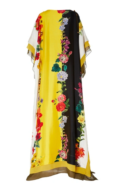 Shop Oscar De La Renta Floral-print Silk Caftan In White