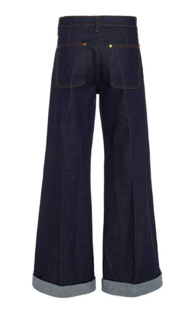 Shop Khaite Ray High-rise Wide-leg Jeans In Dark Wash