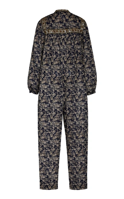 Shop Isabel Marant Étoile Vasco Floral Cotton Jumpsuit In Navy