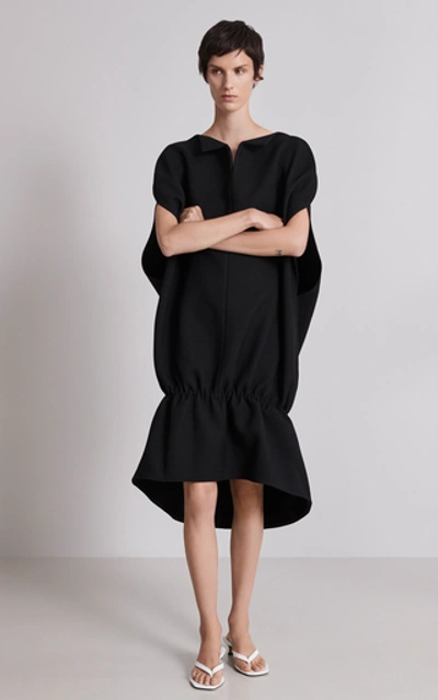 Shop Totême Murosa Crepe Cape Dress In Black