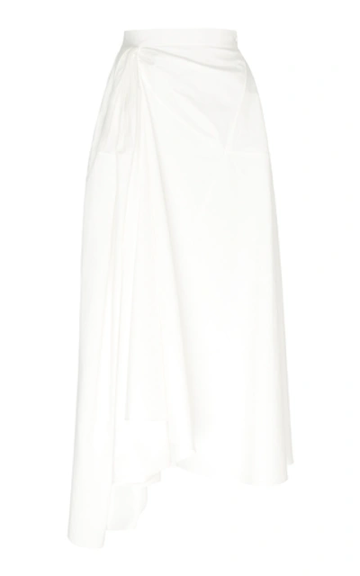 Shop Rosie Assoulin Asymmetric Cotton-poplin Midi Skirt In White